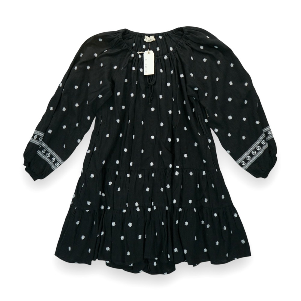 NWT By Together Jackie Dress Small Black Oversized Tunic Pockets Embroidery